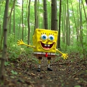 "SpongeBob SquarePants captured on a wildlife trail camera in a...