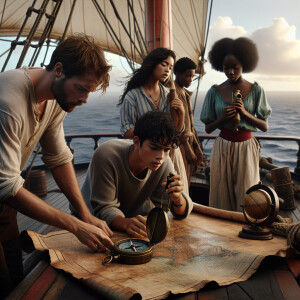 People find things on the deck of the ship