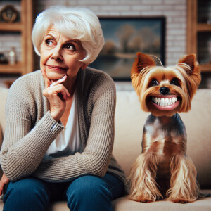 Comical Whimsical old lady with a sullen look sitting in her li...