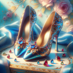 Imagine a pair of enchanting shoes, each a mirror image of the o...