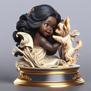 Prompt: porcelain
Statue of a very light skin African-American...