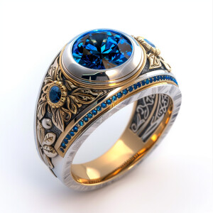 Design a custom class ring with a striking Hardin Harnets blue s...