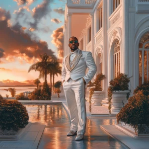 create a highly detailed image of a man resembling 2Pac, dressed...