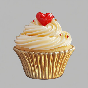 Create an image of a solitary cupcake featuring a voluminous swi...