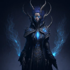 Create an image of an alien witch with exceptionally lifelike de...