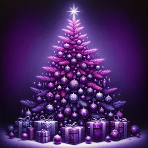 A Christmas tree made with all different shades of purple