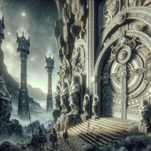 Massive, richly decorated doorways adorned with intricate carvin...