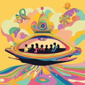 Create a hippie, pastel digital illustration in the style of Pet...