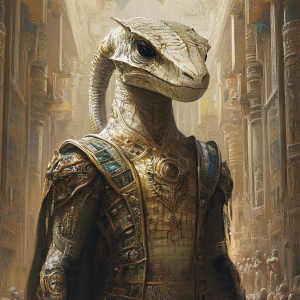 An alien hybrid rendered in the ornate and symmetrical style of...