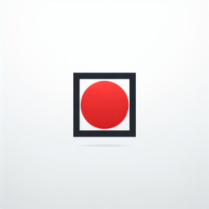 Design a minimalist logo consisting of a bold red circle perfect...