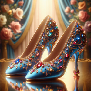Imagine a pair of enchanting shoes, each a mirror image of the o...