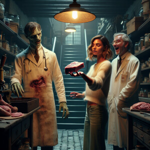 "Create a scene depicting the twenty-sixth frame in the basement...