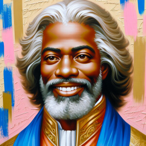 An oil painting of a light-skinned African American man resembli...