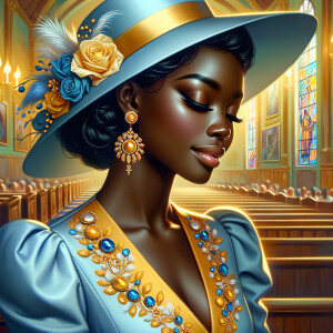A spiritually enriching illustration portrays an African America...