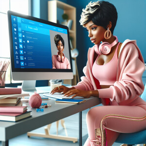 A beautiful light skin African American woman with with a pink j...