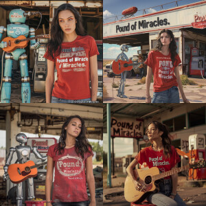 Photograph of gorgeous 23-year-old brunette wearing a red T-shir...