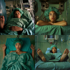 22 year old Dominican woman laying back on operating table supri...