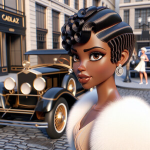 Craft a realistic 3D image that highlights a light-skinned Afric...