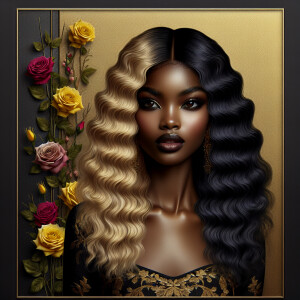 Create a vertical 3-D portrait of a light-skinned African-Americ...