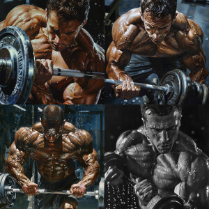 Picture a man performing a dumbbell curl in ultra-high hyper-rea...