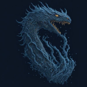 Create an image depicting a dragon composed entirely of flowing...