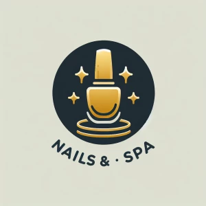 Polish Lounge Nails & Spa logo with shape of nail polish in gold