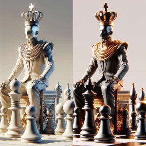 Design a rap album cover " КАРТИНА ФЕРЗЯ НА ШАХМАТНОЙ ДОСКЕ  В Ч...