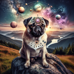 An adorable pug influenced by astrology and the beauty in the co...