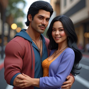 Handsome Mexican man holding Beautiful Filipina woman. She has b...