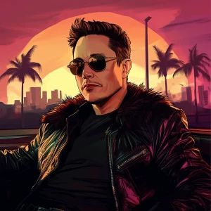 Elon Musk in GTA art style, , highly detailed character portrai...