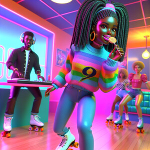 3-D image of a beautiful young light skin African-American woman...