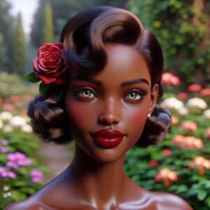 Create a realistic 3D image of an light skin, Hawaiian African-A...