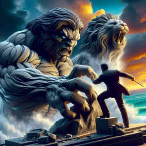 A dynamic 3D scene featuring Venom, the superhero, skillfully cr...