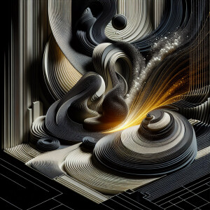 Picture a captivating display of bold lines and shapes intertwin...