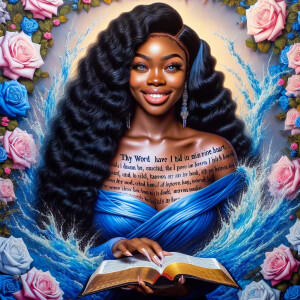 Create an image of an ultra-light-skinned African-American woman...