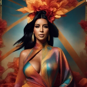 Kim Kardashian at avant-garde angles, broad upper body, embodyin...