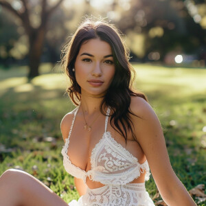 Photo of fair skinned young brunette latina woman with petite fr...