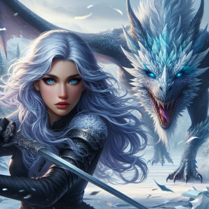 A beautiful huntress from the “Monster Hunter” series, dark skin...