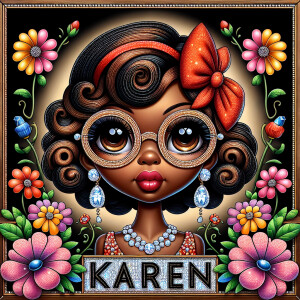 Create a vibrant image of a stylized, animated African-American...