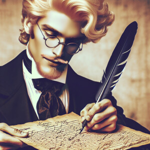 Create an image depicting Donald Trump autographing the Declarat...