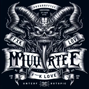 A complicated banner logo for the t shirt brand [' M u e r t e '...