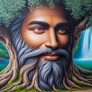A hyper-realistic 3-D oil painting depicting a tree integrated w...