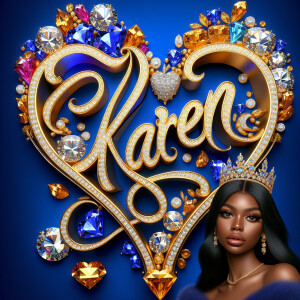 VCraft a 3-D image showcasing the name 'KAREN' in a luxurious go...