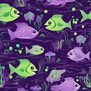 Cute giant purple and neon green piranha