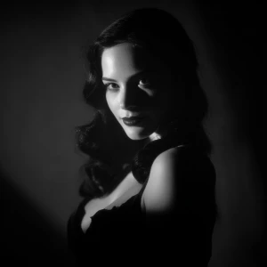 Mona Lisa, noir style portrait, ultra-realistic, cinematic black...