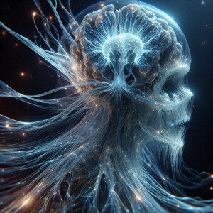 A towering, translucent extraterrestrial being with a glass body...