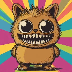 Stylized character portrait of a mischievous designer toy creat...
