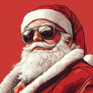Santa Claus in sunglasses as the godfather of the mafia. Use GTA...