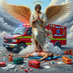Create a realistic 3D oil painting depicting a scene of emergenc...