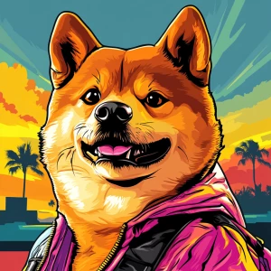 MEME DOGE in GTA art style, , in the style of a Grand Theft Aut...
